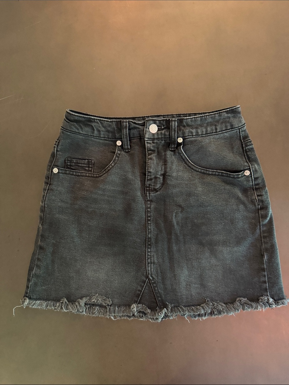 wild fable Black Washed Denim Mini Skirt
